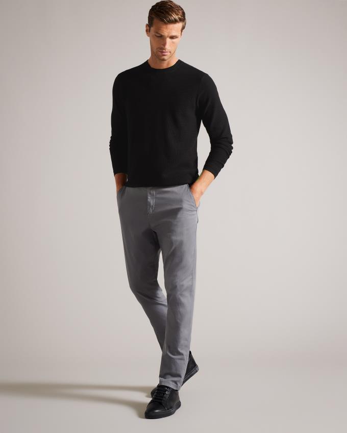 Pull Ted Baker Textured Crew Neck Noir Homme | XDV-64037019